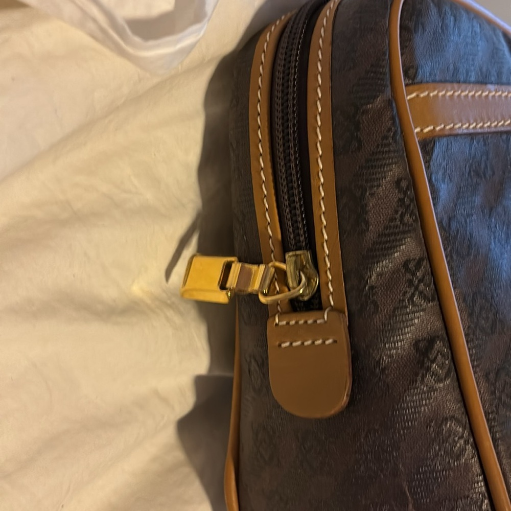 LOEWE CANVAS & LEATHER TRIM TAN BROWN LOGO CLUTCH MAKEUP BAG - Picture 6 of 9